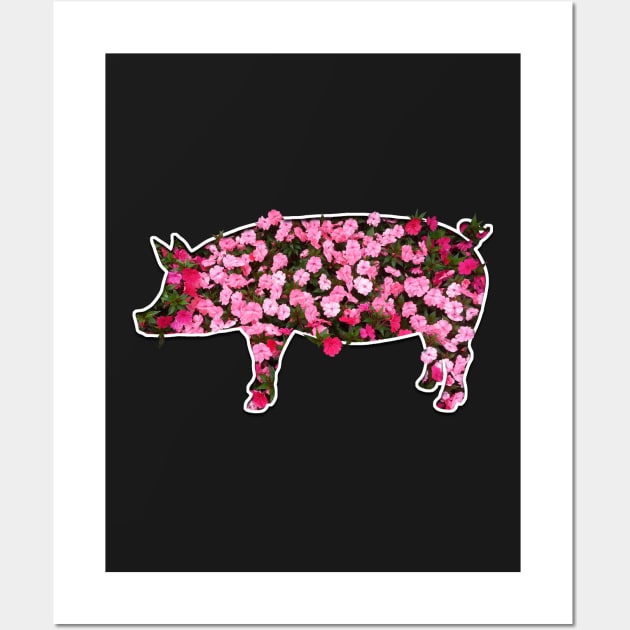 Floral Flower Pig Farmer Gift design Wall Art by theodoros20